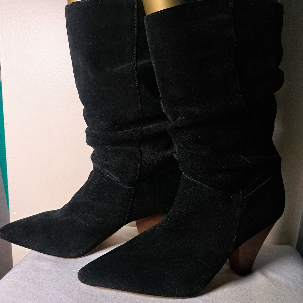Kensie Black Heeled Sloushy Suede‎ Boots  Women Size 10M ***TRENDING*** - Picture 7 of 15